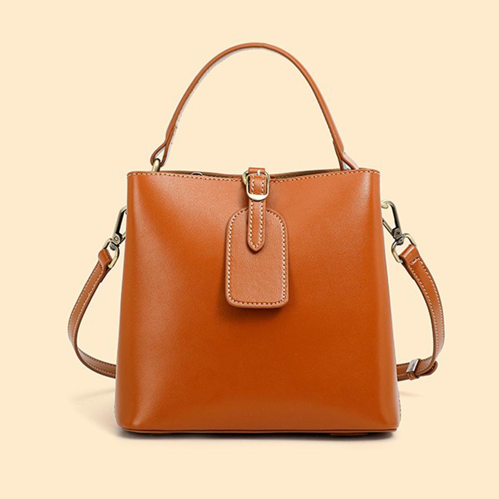 

Сумка на плече Zency Oil Wax Leather Shopper Bag Large Capacity Bucket Bags світло-коричневого кольору