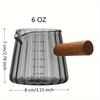 1pc Italian Style Glass Coffee Cup & Scaled Milk Jug,180ml Reusable Insulated Borosilicate Glass with Wooden Handle | Multipurpose for Coffee/Tea