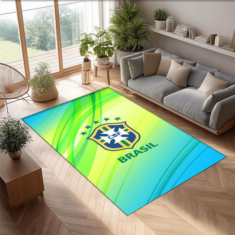 Brazil national football team Printed Flannel Area Rug Non Slip Soft Polyester Floor Carpet Indoor Decor Mat for Bedroom Living Room Sofa