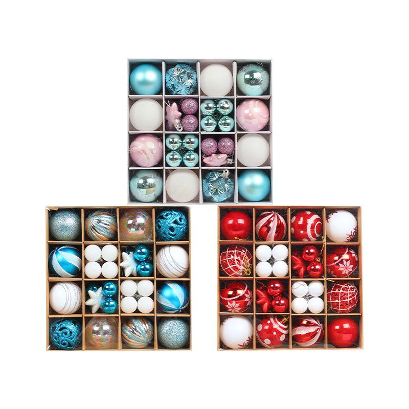 Cangyan Painted Christmas Ball Ornament Set – Mixed Styles, Electroplated Decorative Baubles In Gift Box for Christmas Tree.