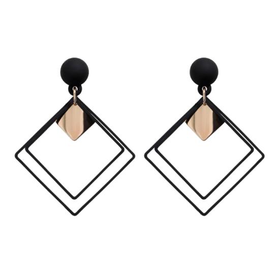 

Двойные квадратные серьги-гвоздики, висячие геометрические полые серьги, ювелирные изделия, красивые подарки