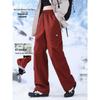Unisex Water-Repellent Fleece-Lined Cargo Pants: Multi-Pocket, Straight-Leg, Two-Way Wear for Autumn/Winter Outdoor Activities.