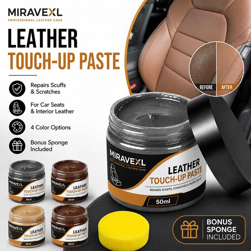 MIRAVEXL Leather Touch-Up Paste 50ml, Leather Repair Color Restorer for Car Seats, Sofas, Shoes, Vinyl - Repairs Scuffs & Scratc