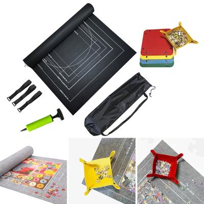 Jigsaw Puzzle Roll Mat Large Capacity Foldable Design Wear Resistant Puzzle Saver Jigsaw Puzzle Mat with Fixing Strap Set