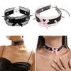 Lace Bowknot PU Pendant Short Necklace for Women Trend Cosplay Clavicle Choker Adjustable Collar Girls Party Jewelry