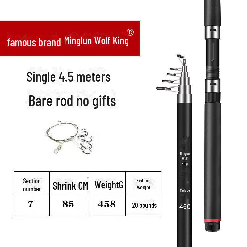 Minglun Wolf King Carbon Sea Rod Set: Super Hard, Long-Cast Fishing Gear.