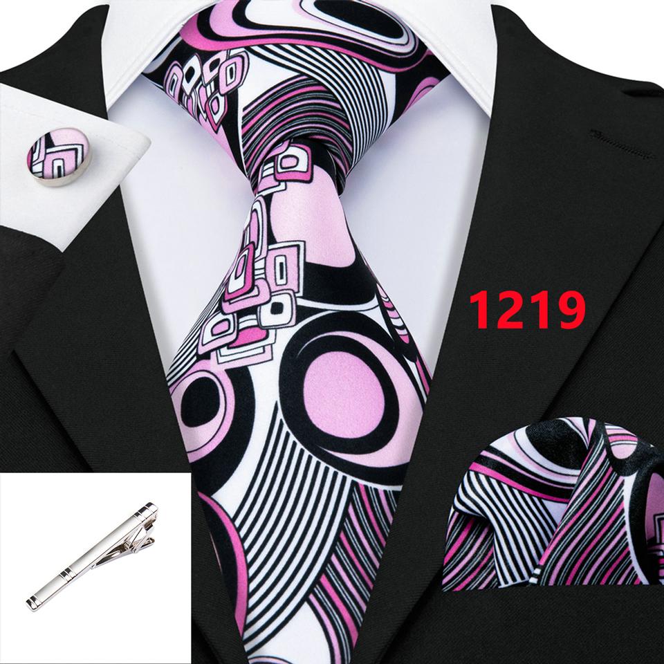 

Новинка, галстук-бабочка с принтом, набор жаккардовых полосатых шелковых галстуков, нагрудный платок, набор запонок N-1219