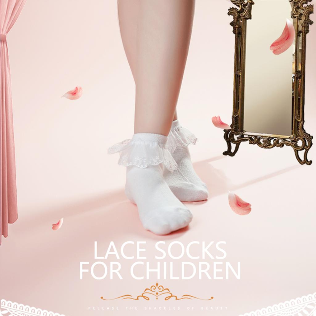 Baby Girls Kids Breathable Cotton Lace Ruffle Princess Dance Socks Children Socks White Baby Girls Four Seasons