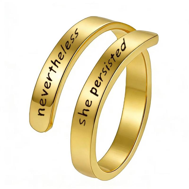 Retro Open Stainless Steel 'I Am Enough' Double Layer Ring for Women
