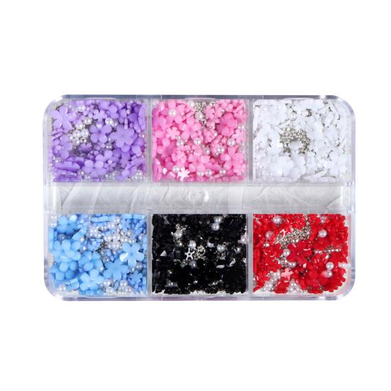 6 Grids Resin Manicure Ornament Stylish Premium Nail Five Petal Flower