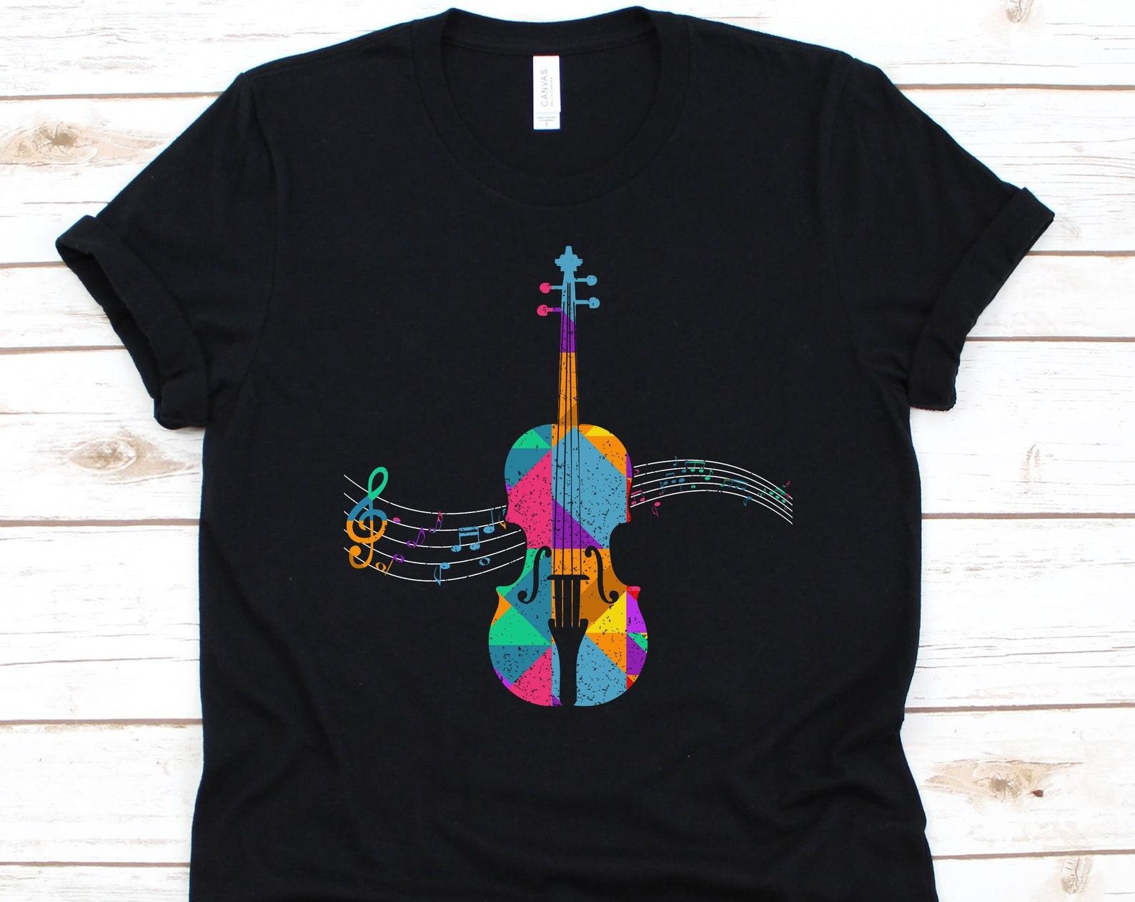 Violin Shirt, Violin Design, Bowed String Instrument, Musical Notes T-Shirt, Music Lovers, Violoncello Shirt, Violinist, Musician Graphic S