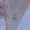 Light Luxury Titanium Steel Necklace with Shiny Diamond Pendant - Niche Design for Women, Colorfast and Versatile.