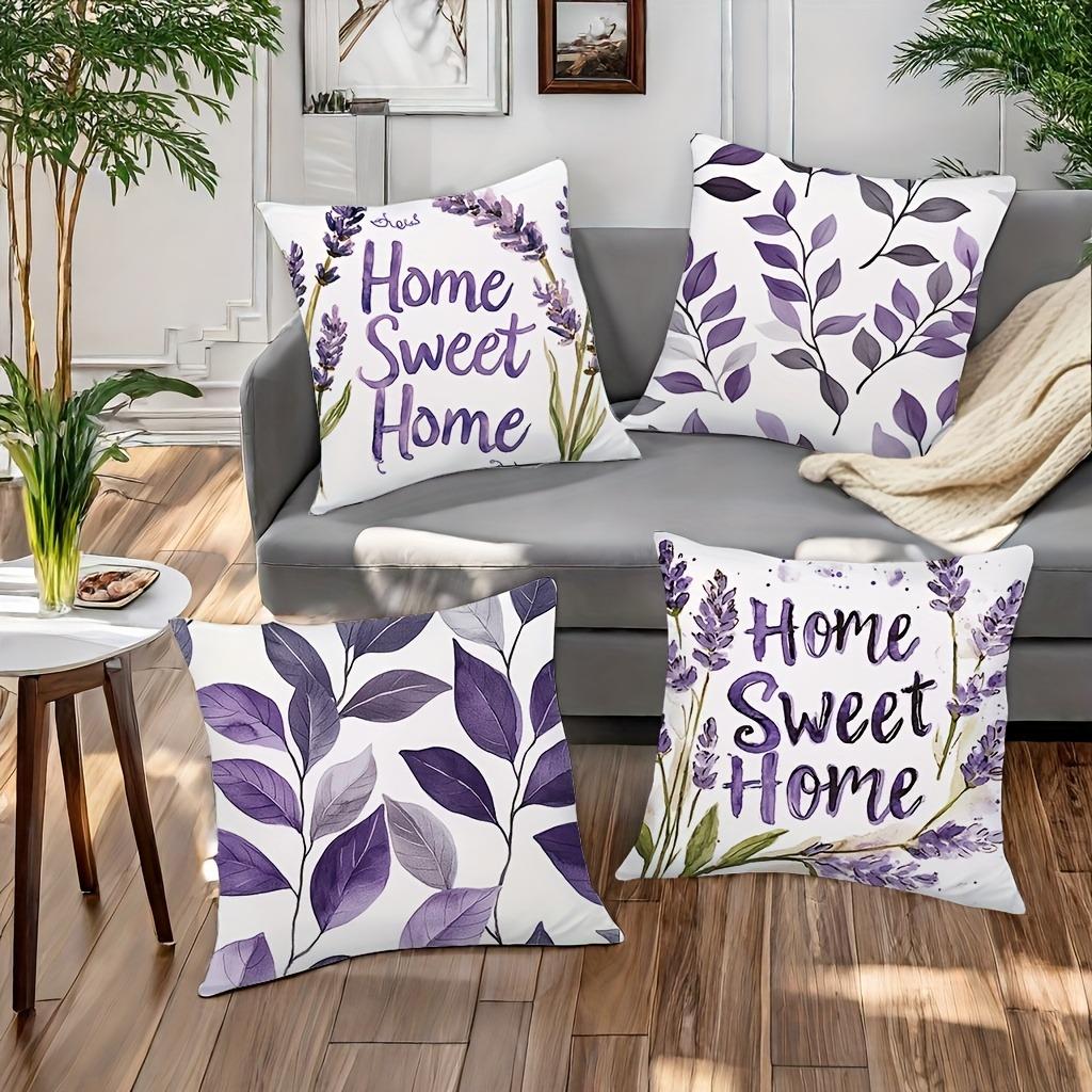 Fodera per Cuscino Decorativa per la Casa, Stile Lavanda Viola Chiaro, per Divano in Salotto, Poliestere, con Cerniera