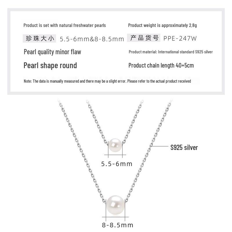 Freshwater Pearl & Diamond-Set Silver Pendant Necklace for Women