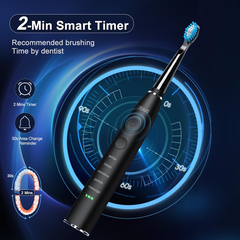 Electric Toothbrush USB Rechargeable Adult 360 Days Long Battery Life IPX7 4 Replacement Heads Travel Box  SG-575