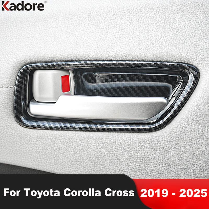 Car Inner Door Handle Bowl Cover Trim For Toyota Corolla Cross -2024 2025 Carbon Fiber Interior Door Panel Trims Accessories