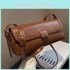 Fashionable Black And Coffee Colored Soft Shoulder Bag Chic Crossbody Bag For Women