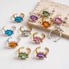 Adjustable Rhinestone Open Ring Colorful Knuckle Ring Trendy Y2K Stackable Ring  Women Girls