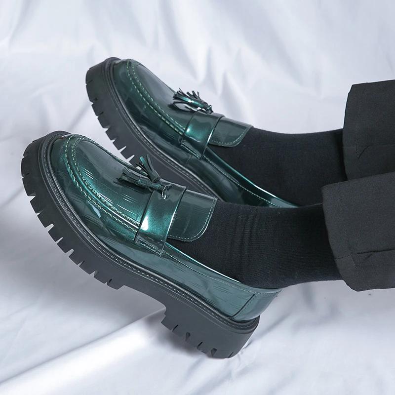 New Fashion Men's Casual Leather Shoes British Style Thick Bottom Formal Shoes Men Lightweight Dress Business Loafers Mocassins