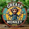 Vintage Comic Tin Sign Grease Monkey Garage Mechanic Metal Poster Durable Aluminum Wall Art Decor For Car Enthusiasts 1pc