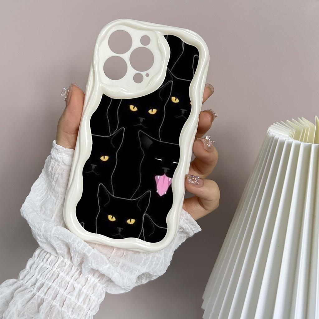 LZ7 Cartoon Cat Cute Clear Soft Wave Phone Cases for iPhone 15 13 Pro Max 12 Mini 14 8 Plus XS Max XR 6 Protection Back Cover