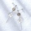 Geometric Rhombus Silver-plated Stud Earrings, Simple, Medium and Long Fringed Earrings, Earrings