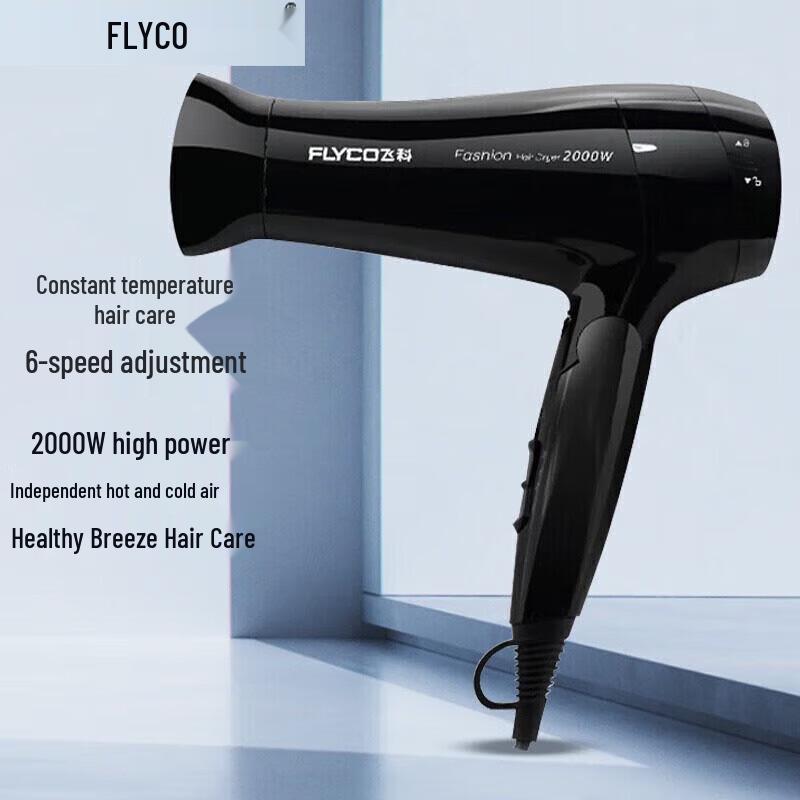 FLYCO 2000W Negative Ion Foldable Hair Dryer CN plug (adapter included)