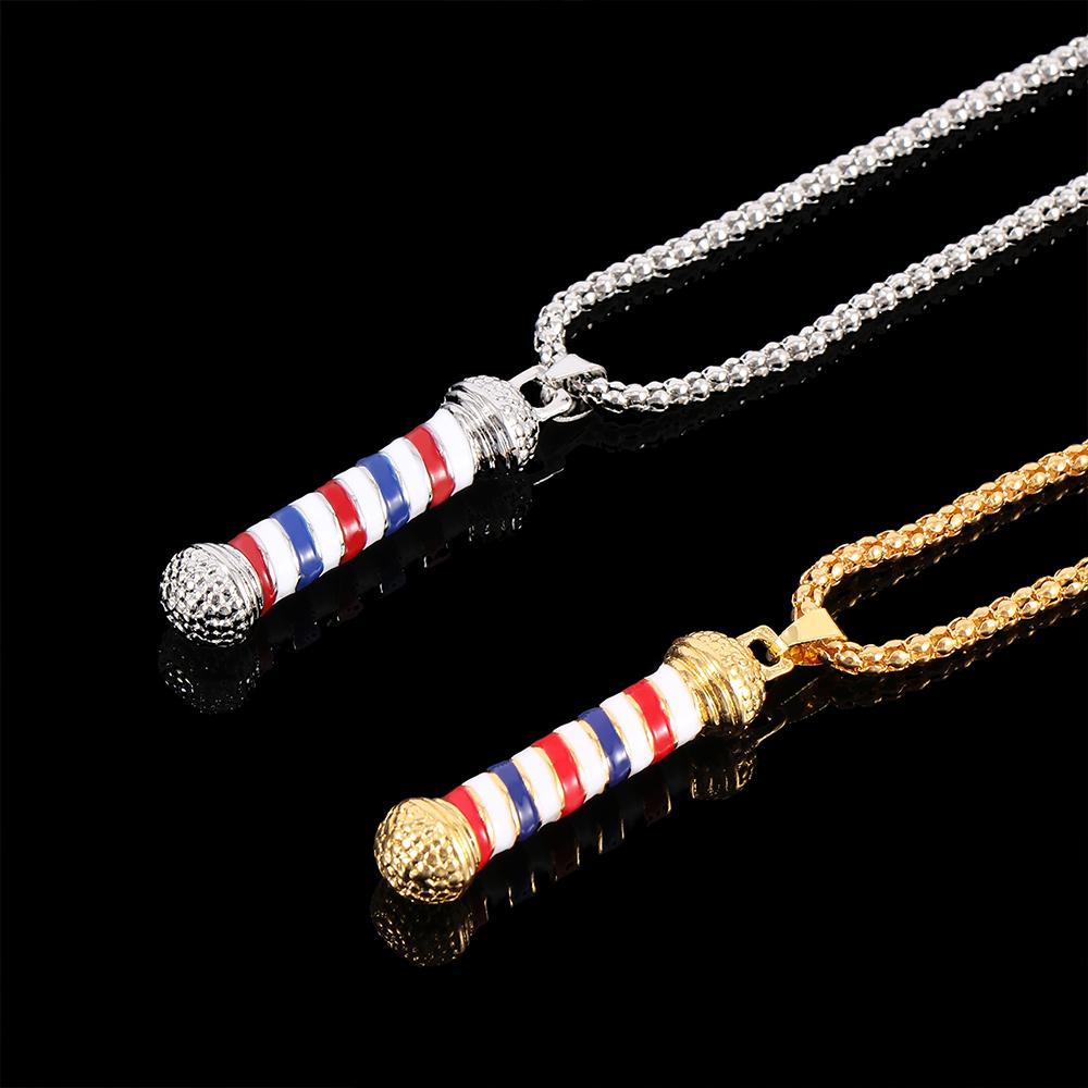 New Retro Fashion Barbers Rotating Light Barber Shop Necklace Jewelry Pendant Chain