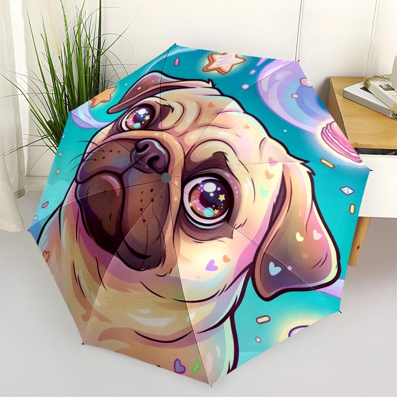 

1pc Pug Fantasy Umbrella Portable Folding Umbrella Durable Iron Frame, Suitable for All Seasons Home Travel Outdoor yy260319024