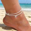 2pcs Adjustable Ankle Chain Sparkling Thin Foot Chain Double-Layer Anklet  Daily Parties