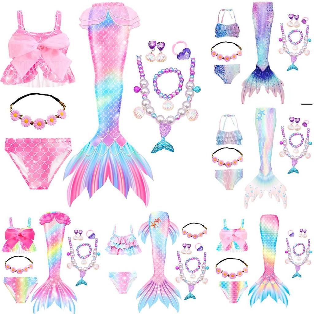 Kids Tail Mermaid For Girls Ariel Swimsuit Birthday Outdoor Pool Clothing Party