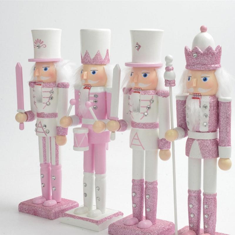 Pink King Wood Walnut Cracker Puppet Soldier Christmas Decoration forXmas Decor NewYear Gift