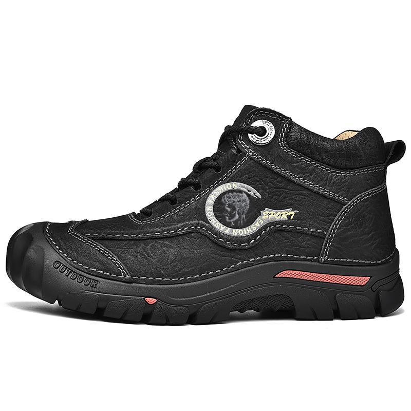 Podzimní/zimní kožené botyPánské turistické boty Vysoké kožené plyšové outdoorové bavlněné boty Velká velikost 39-46
