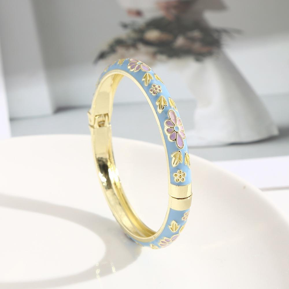 Zinc Zinc Alloy Material Enamel Bracelet Ethnic Floral Motifs Cloisonne Bracelet  Gift Giving