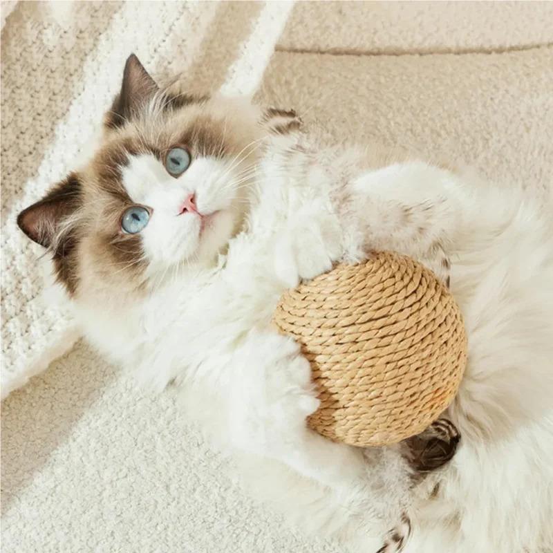 Interactive Super Big 10CM Sisal Cat Ball Toy with Sound for Kittens Teeth Cleaning Anti Bite Scratching Ball Pet Supplies