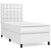 Box Spring Bed with Mattress White 90 X 190 Cm Artificial Leather