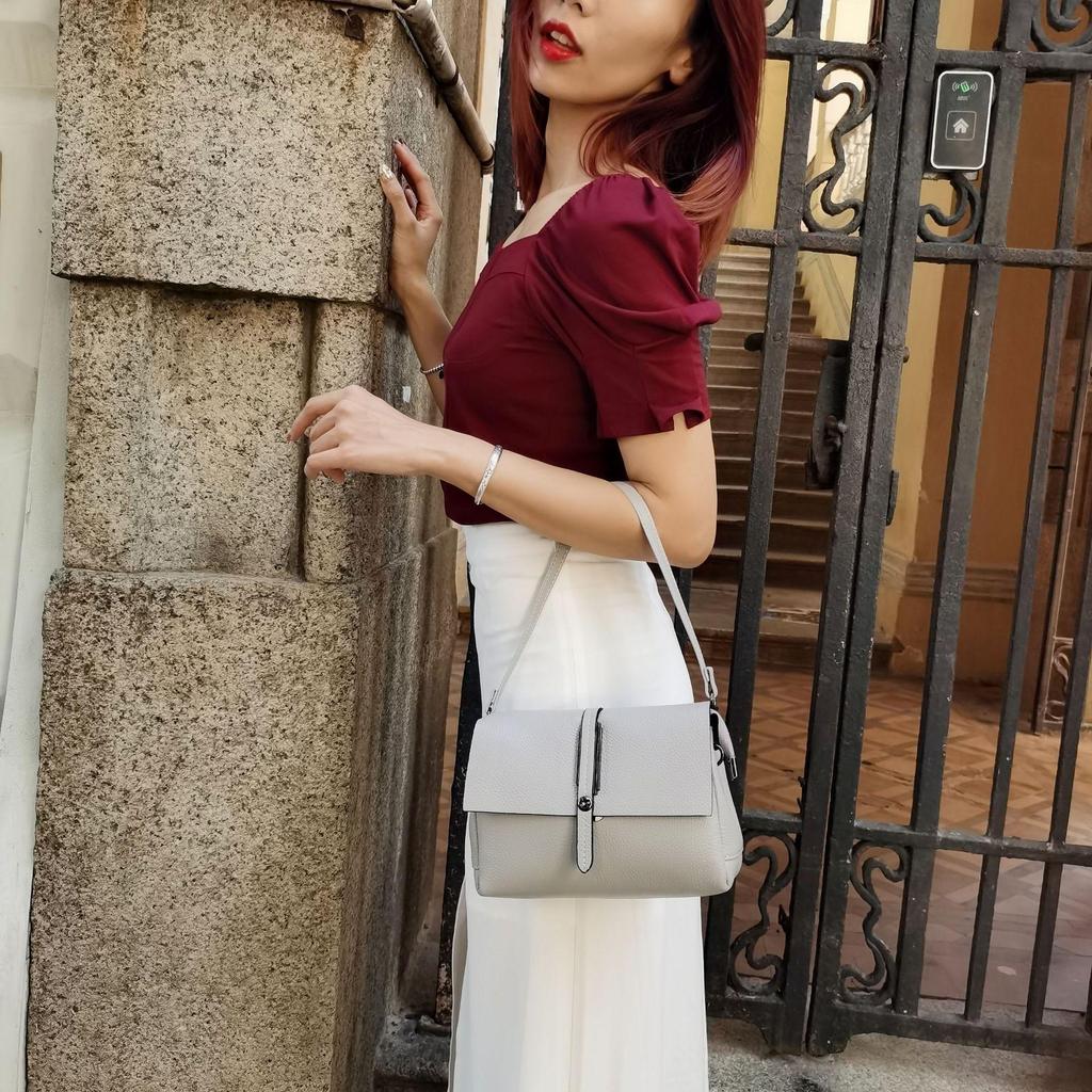 Sac à Bandoulière en Cuir Véritable Style Coréen pour Femme - Sac Décontracté en Cuir de Vache Grande Capacité