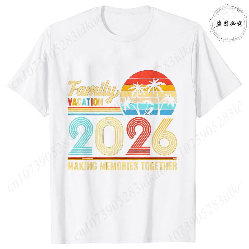 Family Vacation 2026 Retro T-shirts: Vintage Sunset Palm Graphic Tops Fashion Unisex & Unisex Making Memories Together Vacation Tees