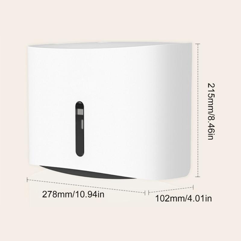 Wall Mounted Adhesive Multifold Paper Towel Holder Box for Bathrooms Plastic Tissue Dispenser Case with Visible Window