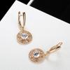 Luxury  Rose Gold Color Drop Earring Women Natural Zircon Flower Boho Bridal Wedding Daily Jewelry