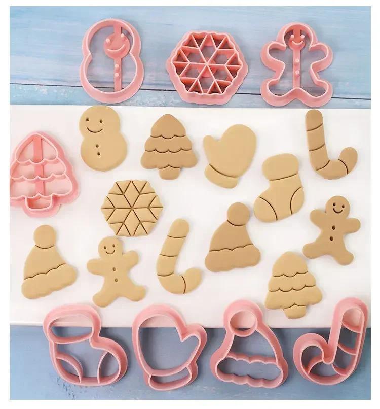 8PCS Set Cartoon Christmas Halloween Biscuit Mould Snowman Pumpkin Skull Cookie Cutting Mold Fondant Cookie Cutter Baking Tool