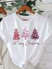 Christmas Themed Printed Short Sleeve TShirt with Three Christmas Fashion Print WoUnisexs Top Casual Wear Summer Fashion Clothing