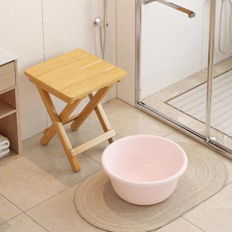 Faltbarer kleiner Hocker für Zuhause - Tragbarer Badezimmerhocker, Niedrige Wohnzimmerbank, Schuhwechselhocker für den Eingangsbereich, Klapphocker