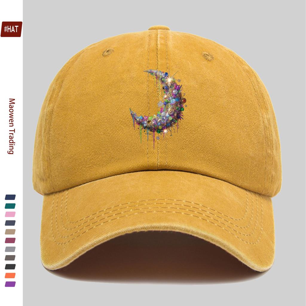 Pc Shimmering Moon Pattern Printed Baseball Cap Cool Printed Trucker Sun Hat Comfortable Lightweight Papa Cap Dad Mom Beach