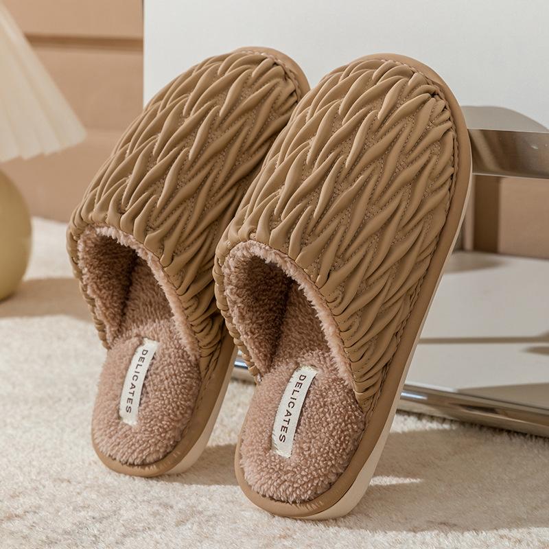 Cotton slippers women spring autumn winter winter home use indoor non-slip home warmth plush couple men