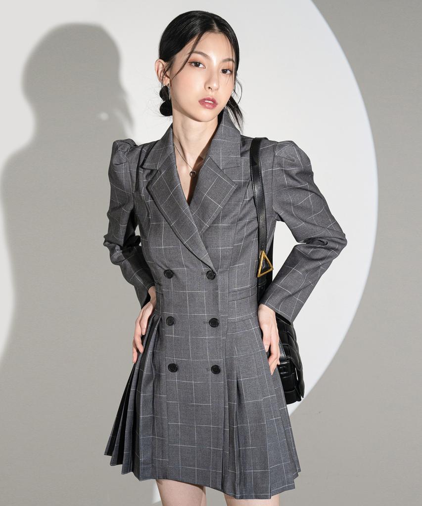 Urban Dress Puff Sleeve Pleated Dress Black