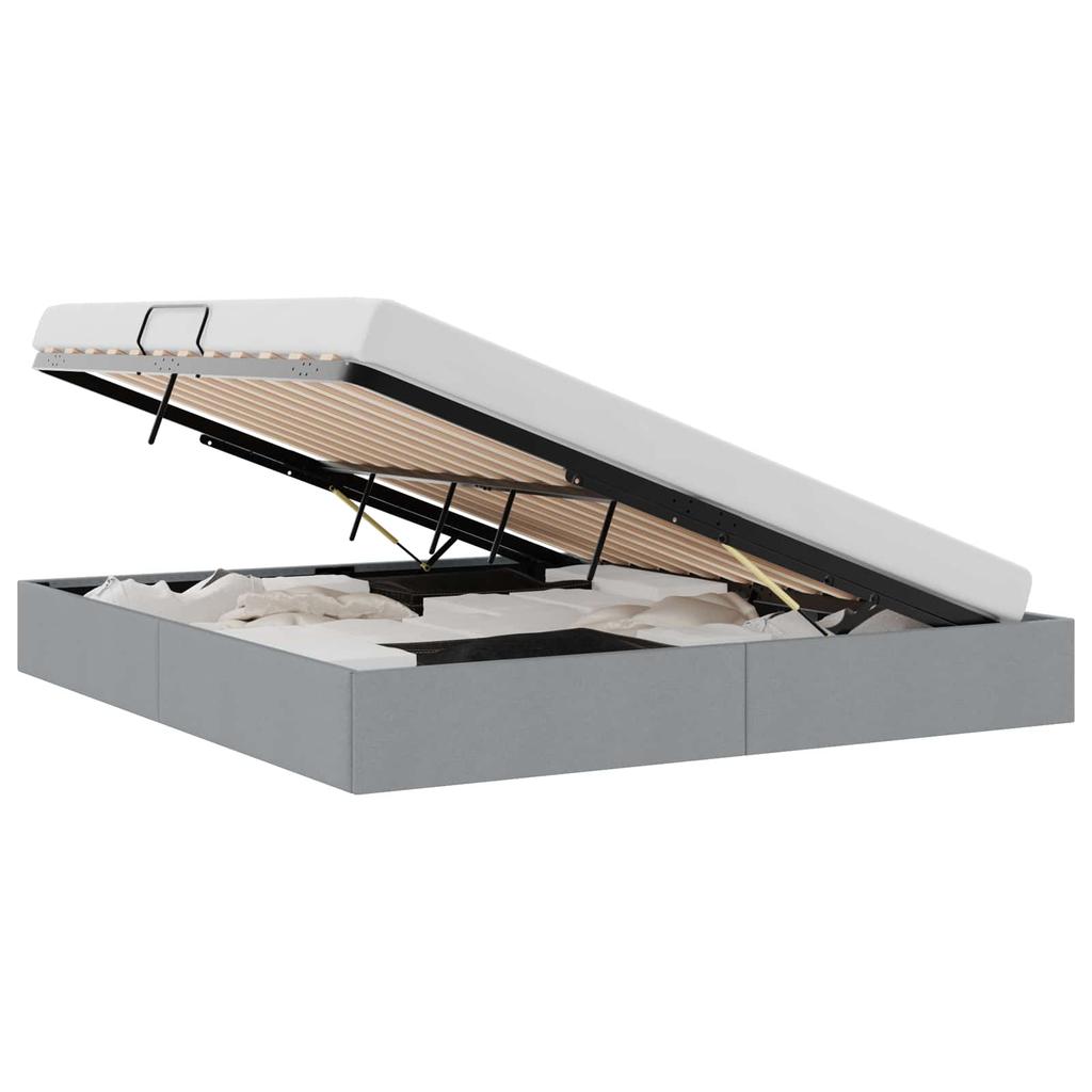 Storage Bed with Storage Light Gray 193 x 203 cm Fabric