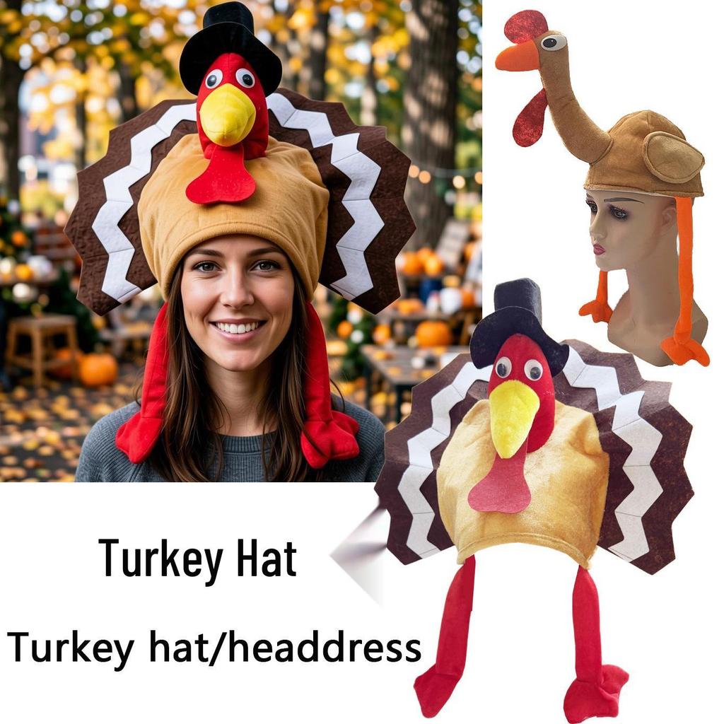 Thanksgiving Cartoon Turkey Plush Hat Decoration