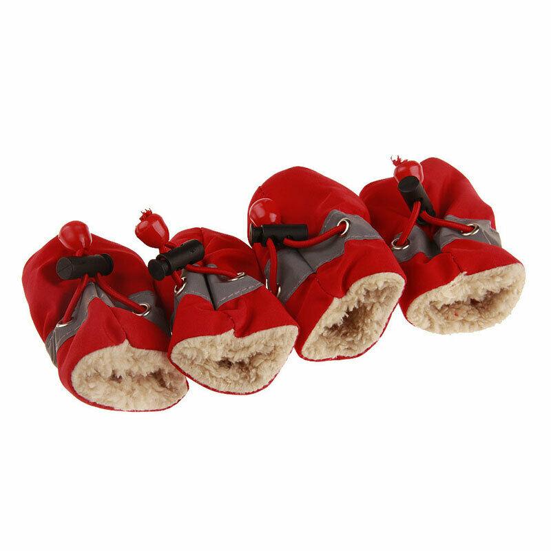 4pcs/set Warm Winter Pet Dog Boots Waterproof Puppy Shoes Protective Anti-slip Apparel for Small Dog Puppy Dogs Socks Booties