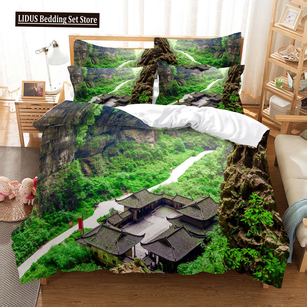Building Famous Landscape Bedding Set For Bedroom Soft Bedspreads For Bed Home Comfortable Polyester Duvet Cover With Pillowcase